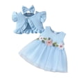 thumbnail image 1 of LWNYDPLSD Baby Girl Flower Dress Set 3 Piece Boho Outfit for Newborn Girl Shrug Cardigan+Tutu Tulle Princess Dress Suit with Headband for Wedding Birthday Party Infant Girl Clothes, 1 of 9