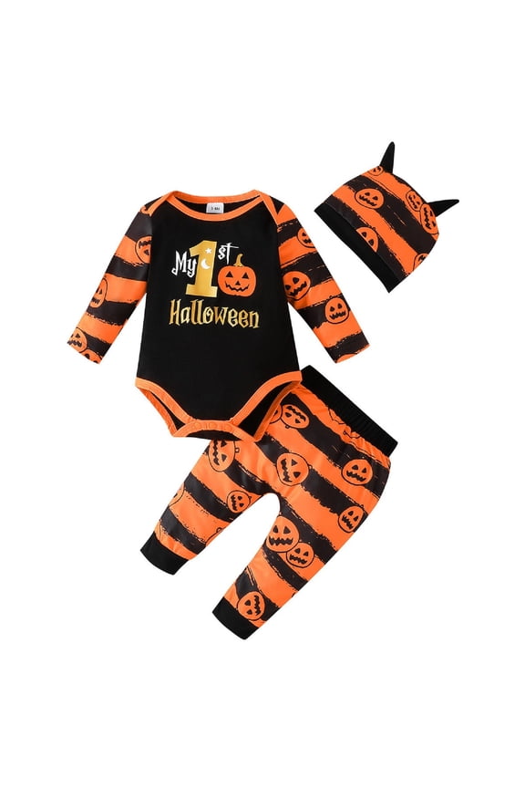 Baby Girl Pumpkin Outfit My 1st Halloween Baby Boy Outfit Baby Long Sleeve Onesie 18 Month Clothes Girl Big Girls Clothes Baby Clothes, Black 6-9 Months