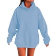 thumbnail image 1 of LWNYDPLSD Baggy Hoodies for Girls Solid Basic Loose Hoodie Sweatshirt Teens Unisex Long Sleeve Kangaroo Pocket Drop Shoulder Pullovers Top, 1 of 8