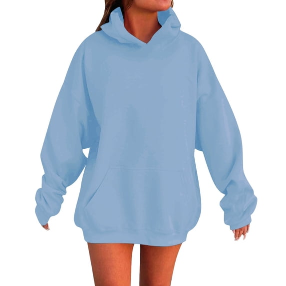 LWNYDPLSD Baggy Hoodies for Girls Solid Basic Loose Hoodie Sweatshirt Teens Unisex Long Sleeve Kangaroo Pocket Drop Shoulder Pullovers Top