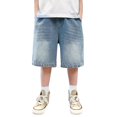 thumbnail image 1 of LWNYDPLSD Baggy Jean Shorts for Boys Distressed Washed Denim Shorts Kids Sport Casual Jorts Teens Trendy Streetwear Boy Summer Clothes, 1 of 4