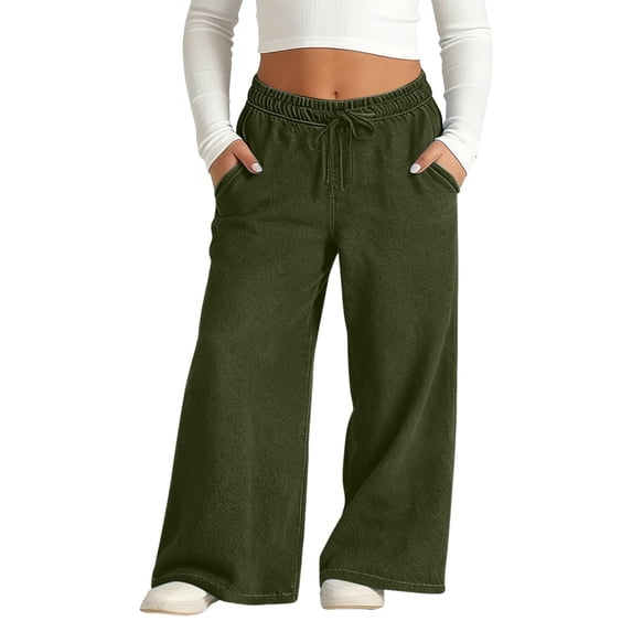 LWNYDPLSD Baggy Pants for Girls Elastic Waist Wide Leg Loose Denim Pants Kids Drawstring Strechy Trousers Teen Girl Summer Casual Clothes