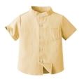 thumbnail image 1 of LWNYDPLSD Boys Athletic Shirts Youth Short Sleeve Compression Shirt Black Button Up Shirt Boys 4t Clothes for Boys 10-12 Boys Clothes Size 10 Boys 7, Yellow 6 Years, 1 of 5