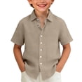 thumbnail image 1 of LWNYDPLSD Boys Button T Shirt Fashion V Neck Short Sleeve Tee Shirts for Teens Unisex Summer Beach Tops Kids Vintage Casual Vacation Top, 1 of 8