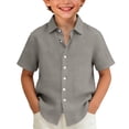 thumbnail image 1 of LWNYDPLSD Boys Button T Shirt Fashion V Neck Short Sleeve Tee Shirts for Teens Unisex Summer Beach Tops Kids Vintage Casual Vacation Top, 1 of 8