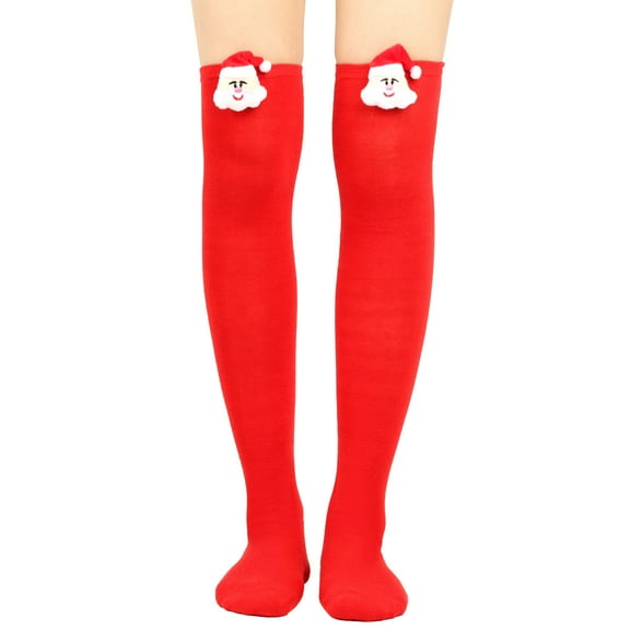 LWNYDPLSD Christmas High Long Stockings Over Knee Socks Christmas Party Socks Knee High Long Striped Stocking Socks Clearance Sale Red
