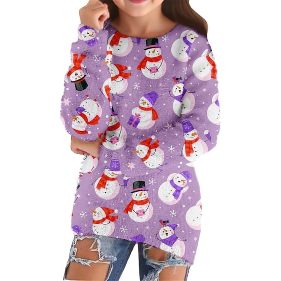LWNYDPLSD Christmas Shirts Plus Size Baby Pink Top Gifts for Kids Youth White Tshirt Little Boys Clothes Size 12 Girls Clothes Boys Size 6 Clothes, Purple 7-8 Years