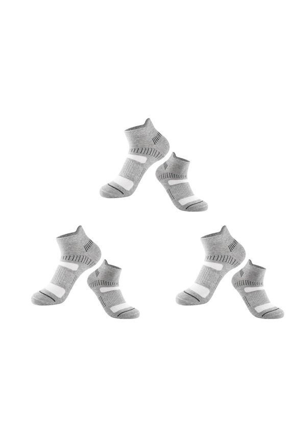 Compression Socks Running Socks 3 Pairs Men's Sweat Absorbing Sports Leisure Low Top Shallow Mouth Seasonal Short Socks Gray-A