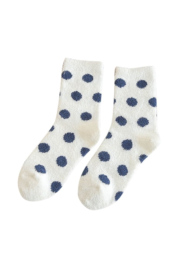 Compression Socks for Women Ankle Socks Womens Winter Dot Socks Autumn Winter Mid Tube Socks Thickened Warm Stockings Navy