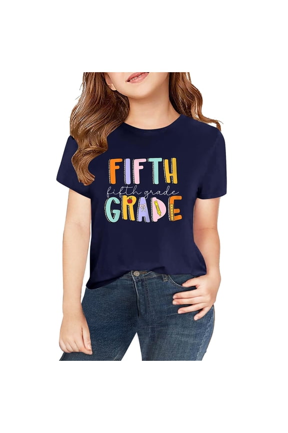 Fitted Tops White T Shirts for Kids Compression Shirt Kids Girls Shirts Size 6 10 Year Old Girl Clothes Baby Girl Newborn Clothes Girl, Navy 3-4 Years