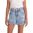 thumbnail image 1 of LWNYDPLSD Girl Denim Shorts Elastic Waisted Ripped Jean Shorts for Kids Vintage Frayed Hem Jorts Teens Girl Summer Streetwear Clothes, 1 of 9