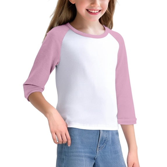 LWNYDPLSD Girls Casual Tops Kids Baseball Raglan T Shirt 3/4 Sleeve T Shirts Toddler Athletic Jersey Shirts Baby Girl Trendy Clothes