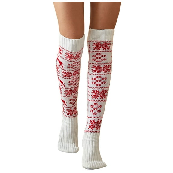 LWNYDPLSD Girls Ladies Women Christmas Warm Thigh High Over The Knee Socks Long Cotton Stockings Knit Warm Stockings Clearance Sale White