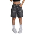 thumbnail image 1 of LWNYDPLSD Jean Shorts for Girls Elastic Waisted Loose Casual Denim Bermuda Shorts Tween Trendy Hip Hop Jorts Summer Streetwear for Teen Girl, 1 of 8