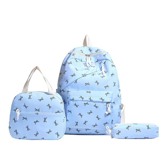 LWNYDPLSD Large Backpack for Teens Men Women Bow Backpack 3Pcs Set Youth Aesthetic Cute Backpack Set with Lunch Bag Pencil Case Fashion Preppy Backpack