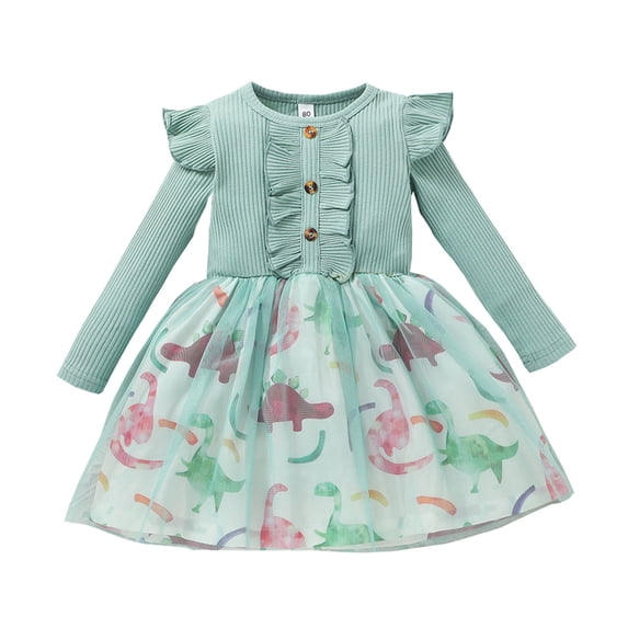 LWNYDPLSD Maxi Dress Evening Dress Dresses for Wedding Guest Long Sleeve Velvet Dress Little Girls Clothes Girl Clothes Size 6 Clothes for 1 Year Old, Green 6-12 Months