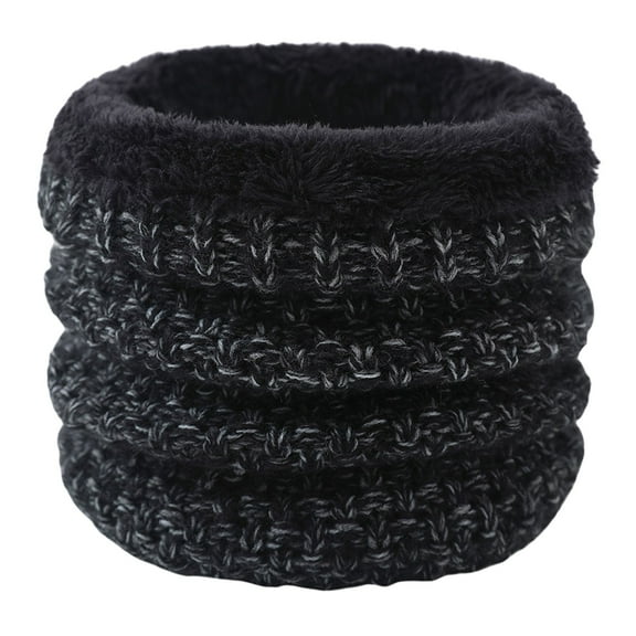 LWNYDPLSD Neckerchief Women Neck Warm Mens Wool Bib Womens Scarf Winter Double Thick Knit Ring Unlimited Scarf Warm and Windproof Sales Today Clearance Black One Size