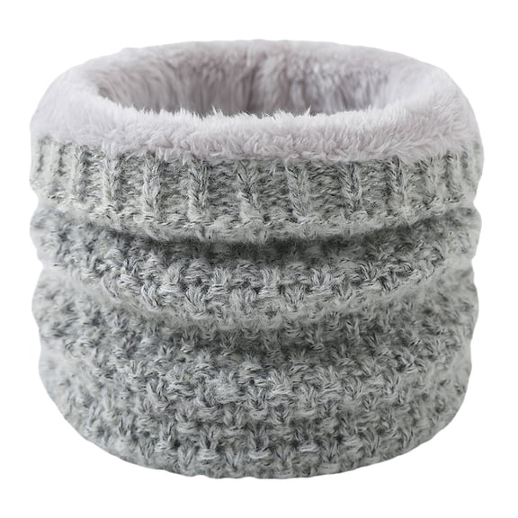 LWNYDPLSD Neckerchief Women Neck Warm Mens Wool Bib Womens Scarf Winter Double Thick Knit Ring Unlimited Scarf Warm and Windproof Sales Today Clearance Grey One Size