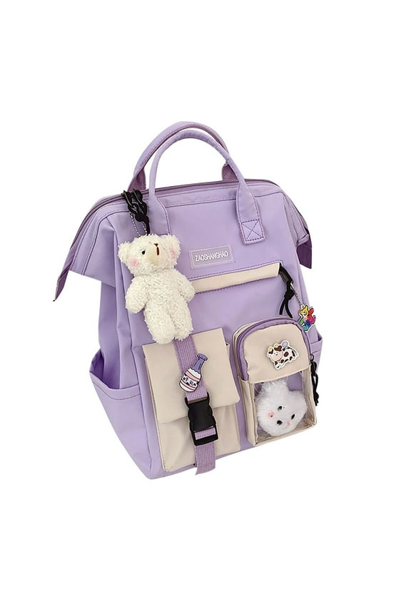 Schoolbag Female College Students Middle School Students Middle School Students Large Capacity High School Wind Day Backpack Mini Backpack for Women Men Atmosphere Purple 16
