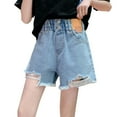thumbnail image 1 of LWNYDPLSD Scrunch Shorts High Waisted Wide Leg Jeans Flared Jeans Spandex Volleyball Shorts Frilly Shorts Cute Baggy Jeans Girl Clothes Size 8, Light Blue 8-9 Years, 1 of 5