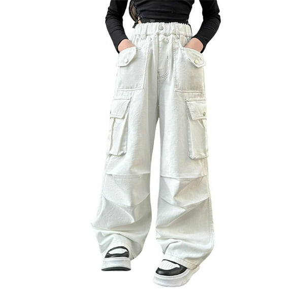 LWNYDPLSD Size 12 Girls Pants Boys Linen Pants Trousers 2 Year Old Girl Clothes Size 7 Girls Clothes 9-12 Month Girl Gifts for Girls 5-7 Little Girl, White 12-13 Years