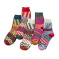 thumbnail image 1 of LWNYDPLSD Socks for Women Ankle Socks Women's Color Striped Multi Color Breathable Plush Thick Insulation Socks Pink, 1 of 3