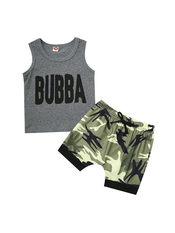 Toddler Boy Clothes 2Pcs Cool Y2K Baby Boys Summer Outfits Infant Boy Fashion Sleeveless Tank Tops Camo Shorts Sets with Pockets Newborn Boy 2 Piece Clothing Set