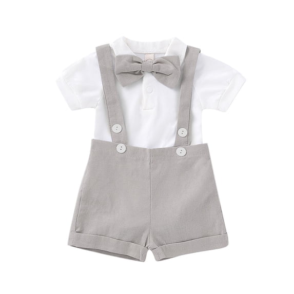 LWNYDPLSD Wedding Ring Bearer Outfits for Baby Boy Suit Newborn Boy Vest Short Sleeve Bowtie Shirt Suspender Summer Gentleman Shorts Wedding Graduation Dress Party Sets Infant Boy Clothes