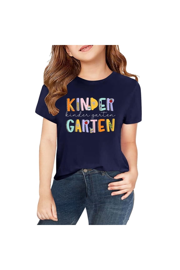 White Tshirt Toddler Girls Shirt Sweat Shirt White Tee Shirt Girls Size 10-12 Clothes 5 Year Old Girl Clothes for Teen Girls 12-14 Trendy, Navy 3-4 Years