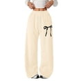 thumbnail image 1 of LWNYDPLSD Wide Leg Sweatpants for Girls Bowknot Prints Baggy Straight Pants Kids Elastic Waist Drawstring Athletic Pants with Pockets Teens Dance Trousers, 1 of 3
