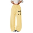thumbnail image 1 of LWNYDPLSD Wide Leg Sweatpants for Girls Bowknot Prints Baggy Straight Pants Kids Elastic Waist Drawstring Athletic Pants with Pockets Teens Dance Trousers, 1 of 3