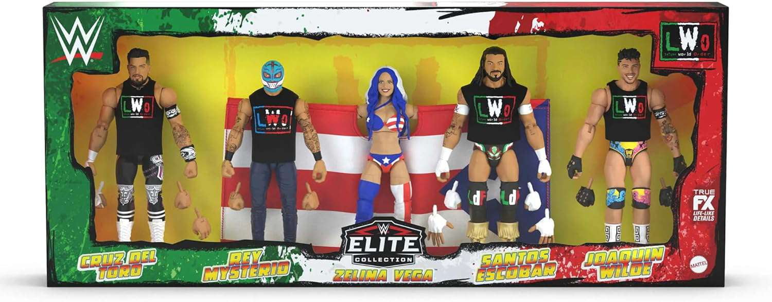 LWO Elite 5-Pack (Rey Mysterio, Santos Escobar, Zelina Vega, Cruz Del Toro & Joaquin Wilde) Mattel WWE Toy Wrestling Action Figures