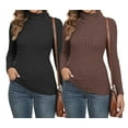 thumbnail image 1 of LWP 2 Pack Women's Ribbed Turtleneck Sweater Long Sleeve Stretchy Fall Winter Undershirts, 1 of 9