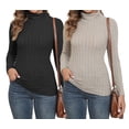 thumbnail image 1 of LWP 2 Pack Women's Ribbed Turtleneck Sweater Long Sleeve Stretchy Fall Winter Undershirts, 1 of 9