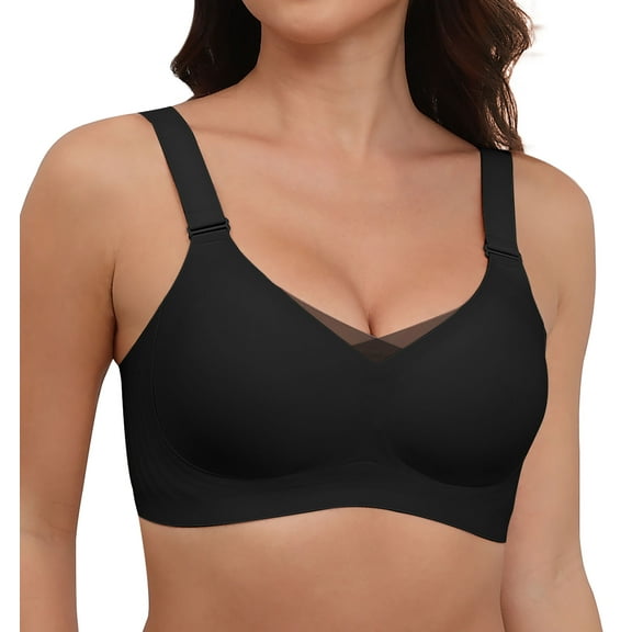 LWP Lace V Mesh Wireless Seamless Bras Soft Support Full Coverage No Underwire Everyday Bra