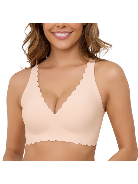No Underwire Soft Wireless Seamless Comfort Smoothing Wavy Bras for Women