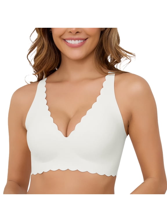 No Underwire Soft Wireless Seamless Comfort Smoothing Wavy Bras for Women