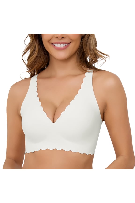 No Underwire Soft Wireless Seamless Comfort Smoothing Wavy Bras for Women