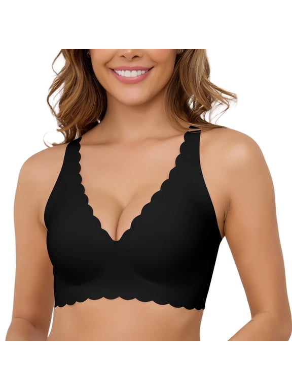 No Underwire Soft Wireless Seamless Comfort Smoothing Wavy Bras for Women