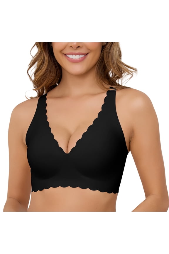 No Underwire Soft Wireless Seamless Comfort Smoothing Wavy Bras for Women
