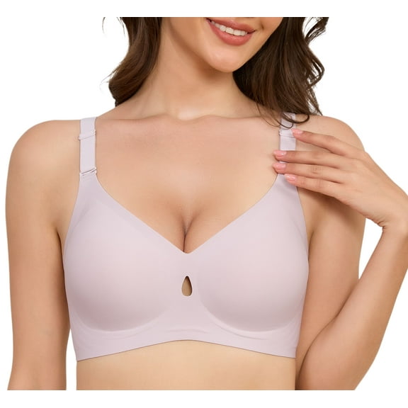 LWP Seamless V Neck Bras Push Up Wireless Full Coverage Comfortable Everyday Bra for Women