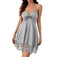 thumbnail image 1 of LWP Women Nightgown Sexy Sleepwear V-neck Modal Babydoll Lace Chemise Lingerie Lounge Dress, 1 of 8