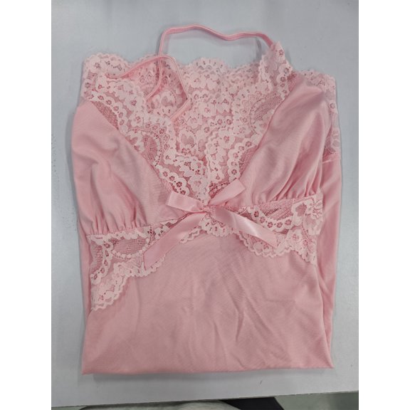 LWP Women Nightgown Sexy Sleepwear V-neck Modal Babydoll Lace Chemise Lingerie Lounge Dress