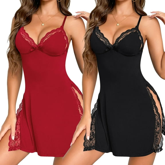 LWP Women's Lingerie Sexy Nightwear Spaghetti Strap Nightgown Babydoll Chemise