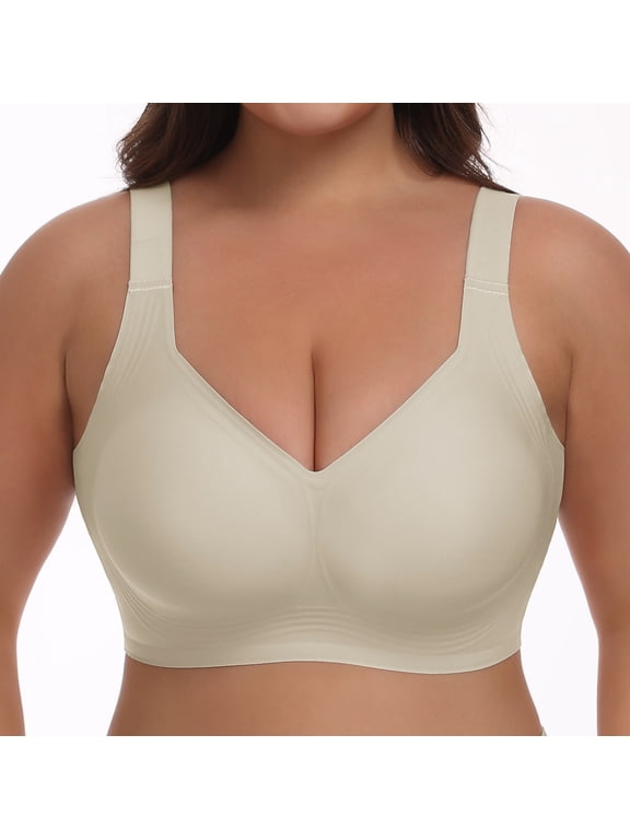 Women's Plus Size Wireless Bras, Seamless Full Coverage Supportive Comfort No Underwire Everyday Bra