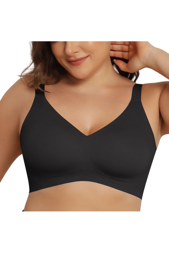 Womens No Underwire Comfort Wirefree V Neck Bras Everyday Comfortable Seamless Bras for Women