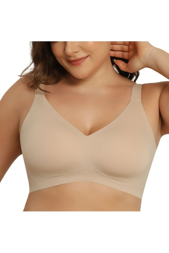 Womens No Underwire Comfort Wirefree V Neck Bras Everyday Comfortable Seamless Bras for Women