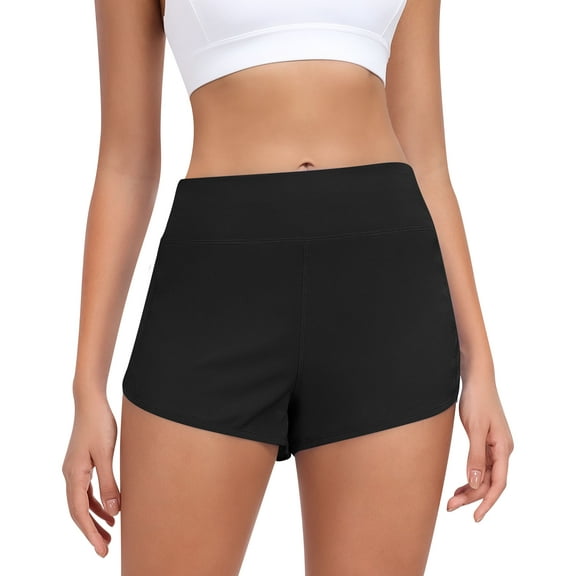 LWP Womens Running Shorts Quick Dry Sports Shorts High Waist Athletic Workout with Liner Zipper Pockets