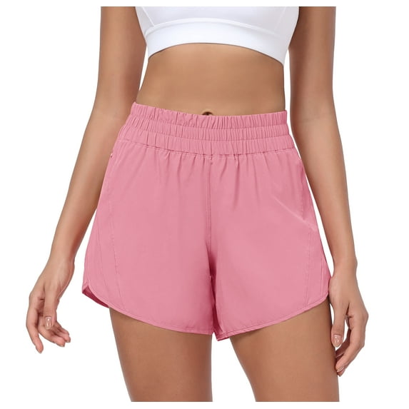 LWP Womens Running Shorts Liner Quick Dry Sports Shorts with Zip Pocket Gym Athletic Workout