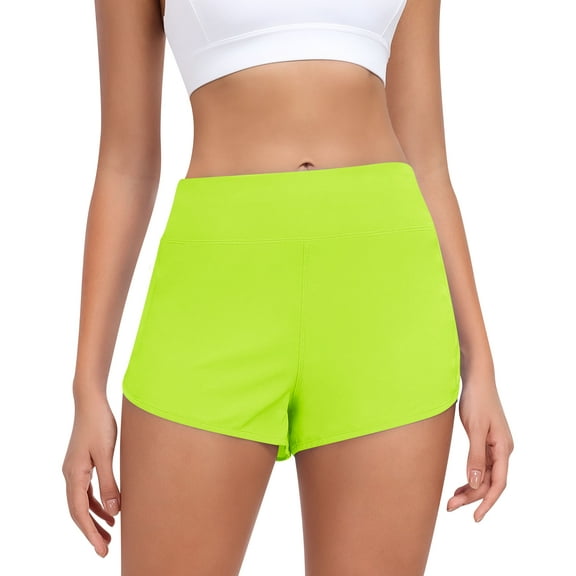 LWP Womens Running Shorts Quick Dry Sports Shorts High Waist Athletic Workout with Liner Zipper Pockets